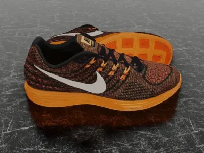 NIKE LUNAR TEMPO 2 3D SHOES - ORANGE Low-poly 3D model