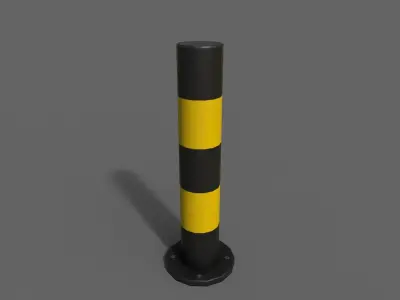 PBR Bollard BlackYellow Low-poly 3D model
