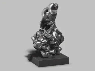 modern abstract robotic sculpture 153 3D print model