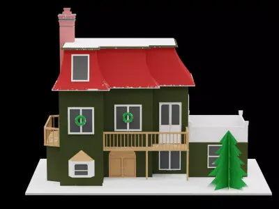 Christmas Putz House Low-poly 3D model