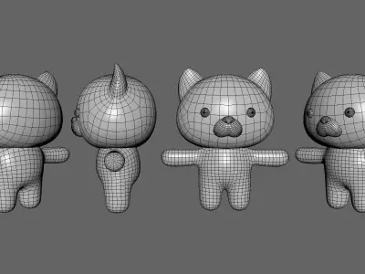 Chubby Ratel Animated for Games Low-poly 3D model