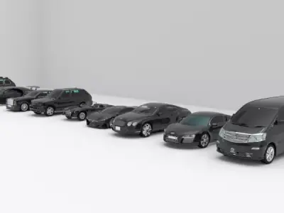 Car collection group of cars 3D model