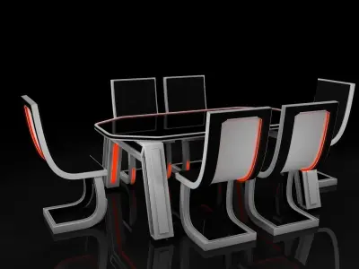 Sci fi Table and Chair 3D model