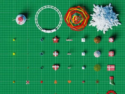 Christmas Decorations Low-poly 3D model