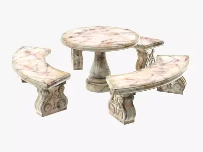 Garden stone furniture set 3D model