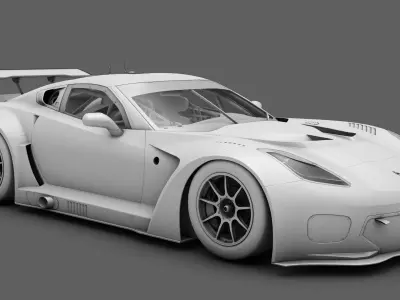 Chevrolet Corvette C7 GT-R GT3 GTLM Low-poly 3D model