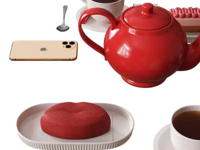 Decorative Set For Cafe Table Set4 3D model