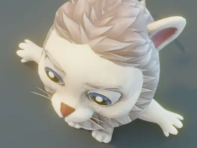 Cartoon White Lion 3D Model Low-poly 3D model