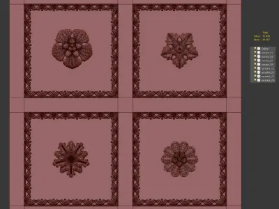 Ceiling moldings - middle and cornice 3D model