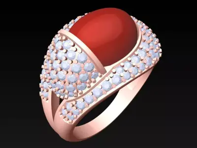 Oval Stone Ring - GN247 3D print model