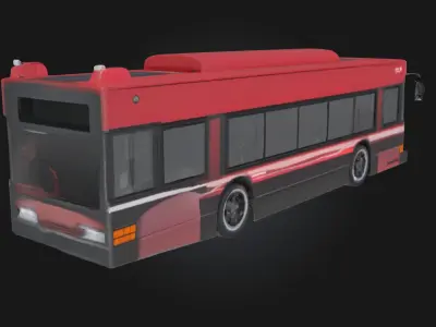 Articulated Red Bus Model  Urban Public Transport  3D model