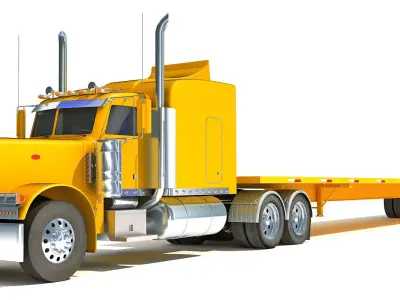 Heavy Truck with Flatbed Trailer 3D model