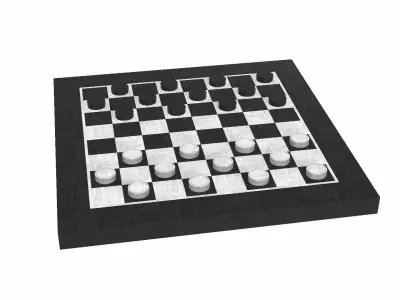 Checkers Set Low-poly 3D model