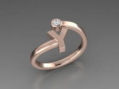 Jewelry Alphabet Ring Y 3D print model