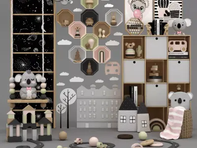 toys and furniture set  Low-poly 3D model