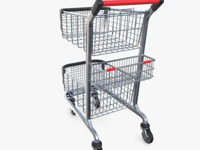 Shopping cart v11 Low-poly 3D model
