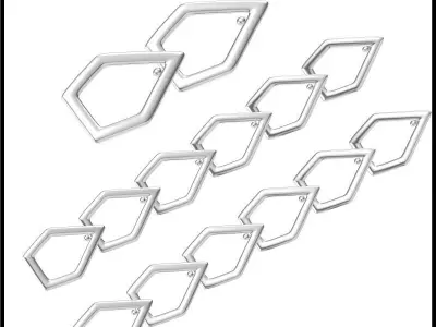 Bracelet - 3 gold hexagonal link 3D print model