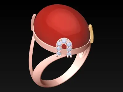 Oval Stone Ring - GN225 3D print model