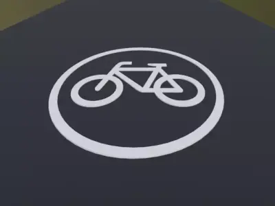 Road Marking Cyclist - Fahrbahnmarkierung Radfahrer Free 3D model