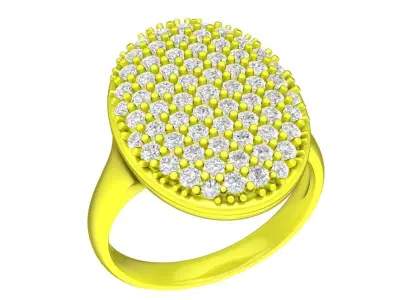 Luxury Oval Pave Diamond Ring for Women 4526 3D print model