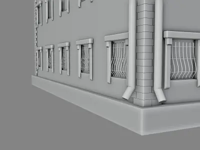 House apartment building with fire escape Free 3D model