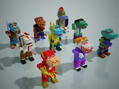 Crocodile Character Voxel 3D model