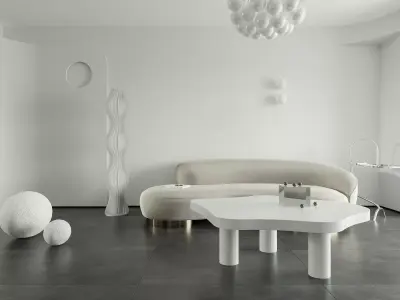 Modern living room dining room interior scenes 540 3D model