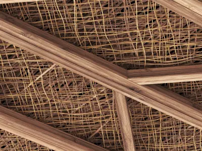 Ceiling diagonal wood  thin branch beam n5 3D model