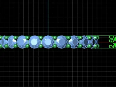 U Shaped Eternity Ring 2 point 6 mm stone size swiss 8 and EU48 3D print model