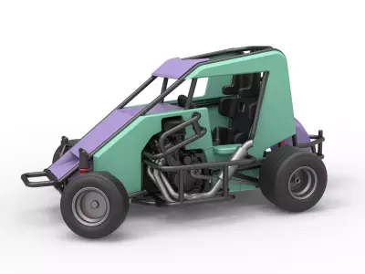 600 Micro sprint car while turning Scale 1 to 25 3D print model