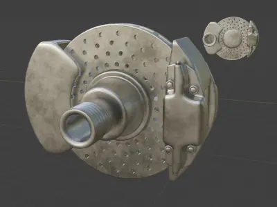 Vintage Race Car Brake With Optional Cooling Duct 3D model