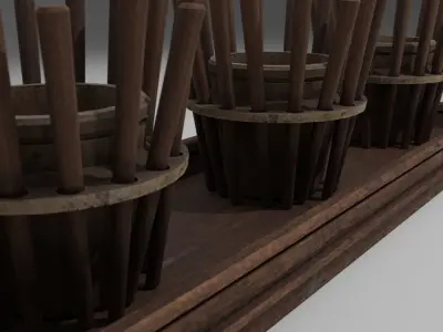 Old Wooden Candlestick Decoration  Free 3D model