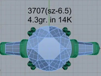 Round Diamond Ring 3707 3D print model