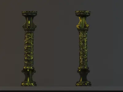 Dragon Pillar Panlong ancient stone pillar stone carving 3D model