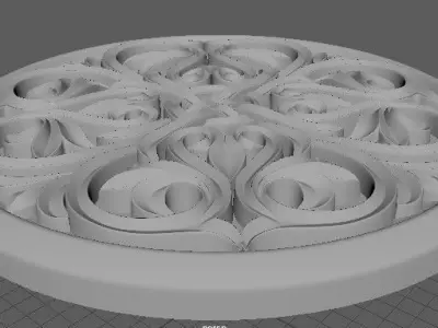 rosette ornately carved circular plate 3D model
