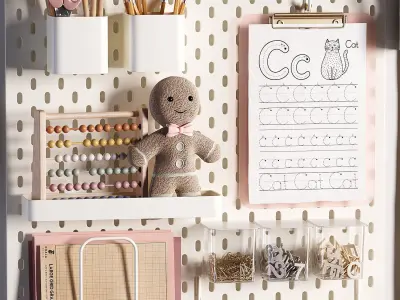 Ikea SKADIS Pegboard and Decoration for Teenagers and Kids 05 3D model