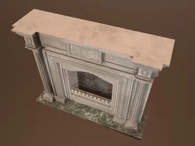 3D Antique fireplace - PBR Game Ready Low-poly 3D model