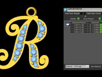 Alphabet V1 Font Style Pendant R 3D print model