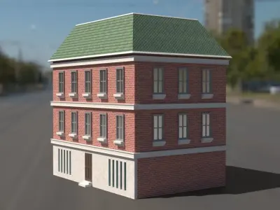Building 3D model brick on street Low-poly 3D model