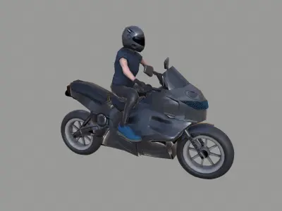 Motor Bike Rider Low-poly 3D model