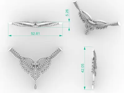 Wedding Diamond Statement Necklace 3D print model