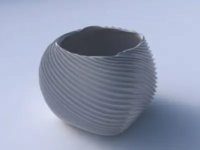 Bowl semi-quadratic with wavy extruded lines 2 3D print model