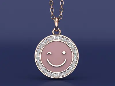 Smile Diamond Pendant Necklace CAD Design 3D print model