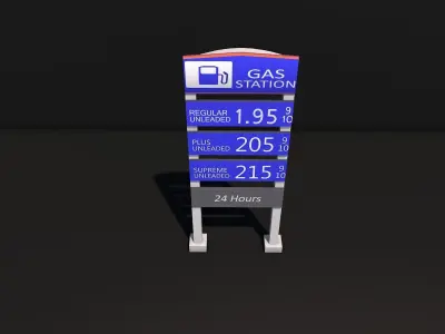 Gas Station Sign Low-poly 3D model
