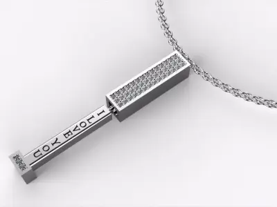 Modern Love Pendant 3D Model with  Stones 3D print model