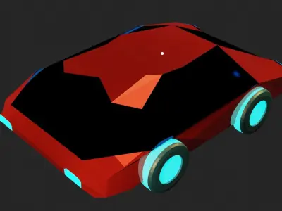 low poly concept car model Low-poly 3D model