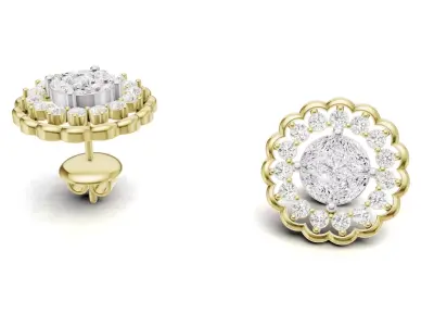 Pointer Diamond Cluster Studs For Women 3D print model