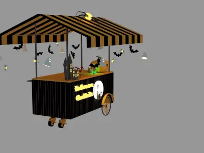 Halloween Juice Cart Low-poly 3D model