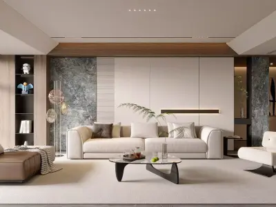 Modern living room 3D model 3D model