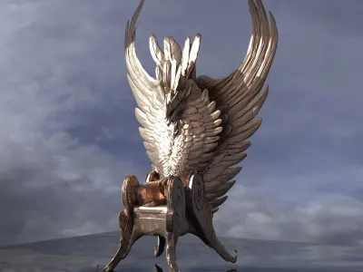 Feathered angel wing Throne Large  Low poly  Low-poly 3D model